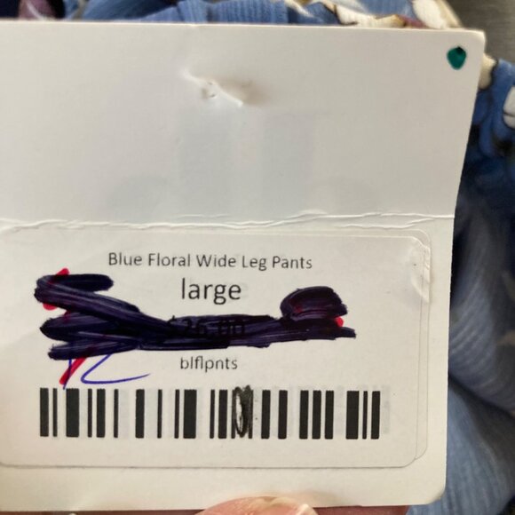 Womens Oddy Blue Floral Wide Leg Pants Blue L Polyester NWT - Picture 9 of 10